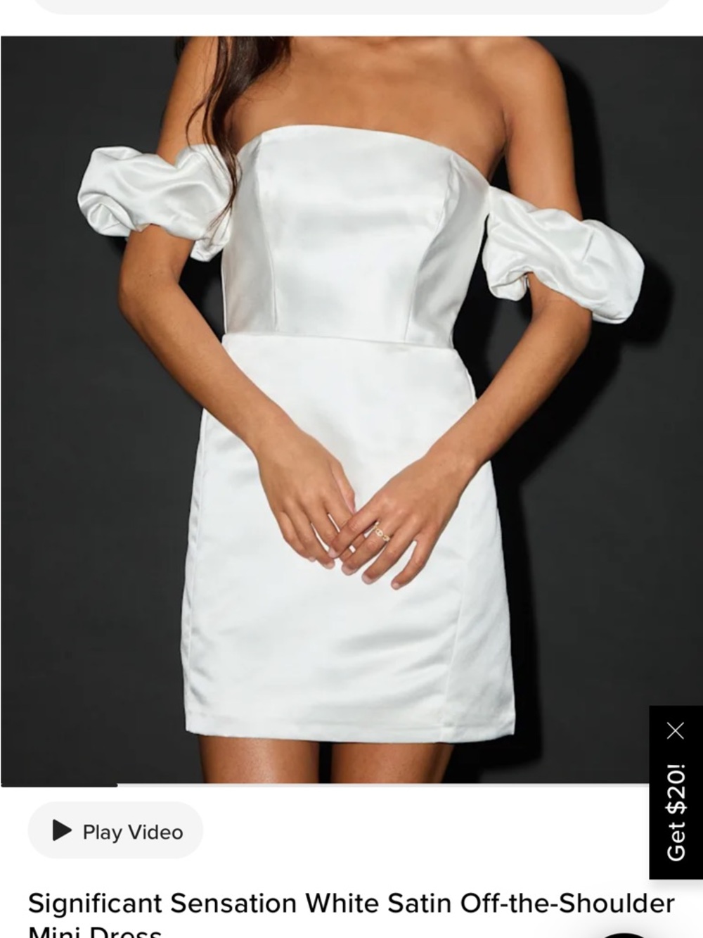 Lulu's Significant Sensation White Satin Off-Shoulder Puff Sleeve Mini Dress